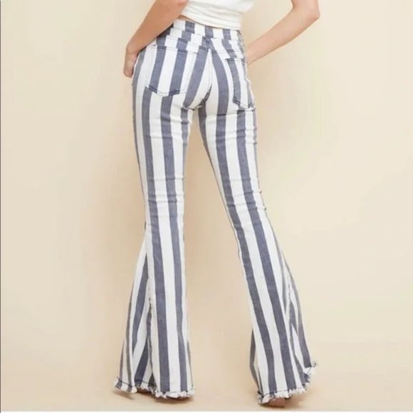 Greyson blue and white striped flares denim - Picture 1 of 1